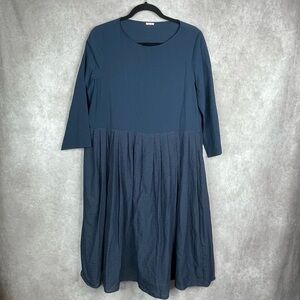 Apuntob A Punto B Pleated Striped Long Sleeve Dress In Blue Women's Sz S